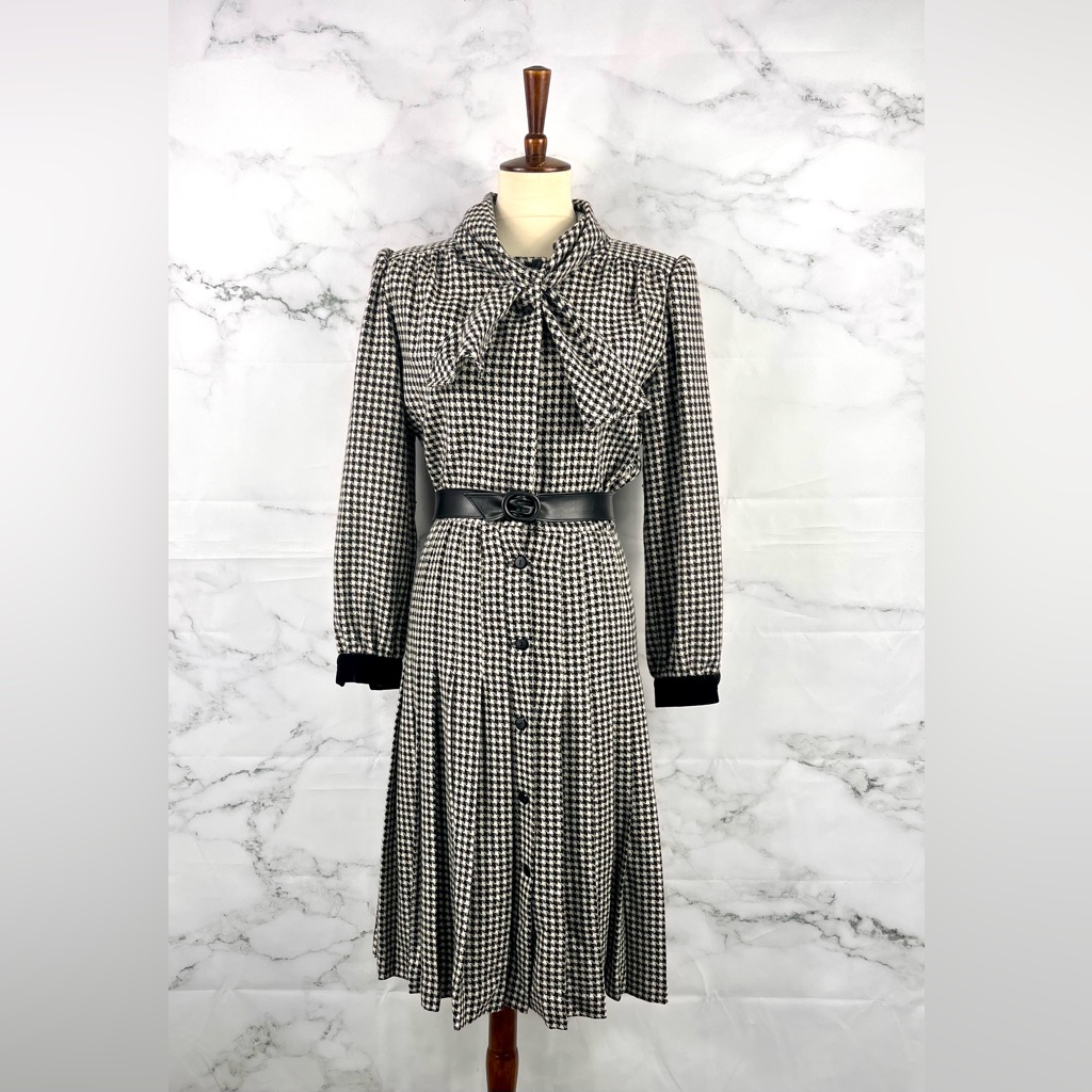 Valentino Wool Herringbone Midi Dress